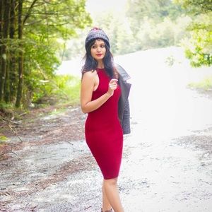 Ribbed red  sleeveless dress